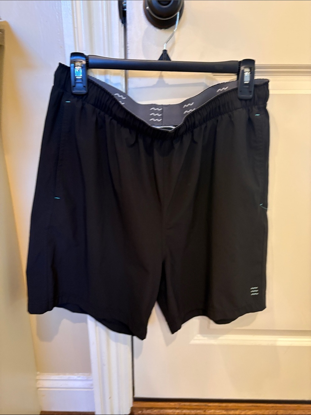 Men's Free Fly Black Athletic Shorts with Subtle Mint Accents